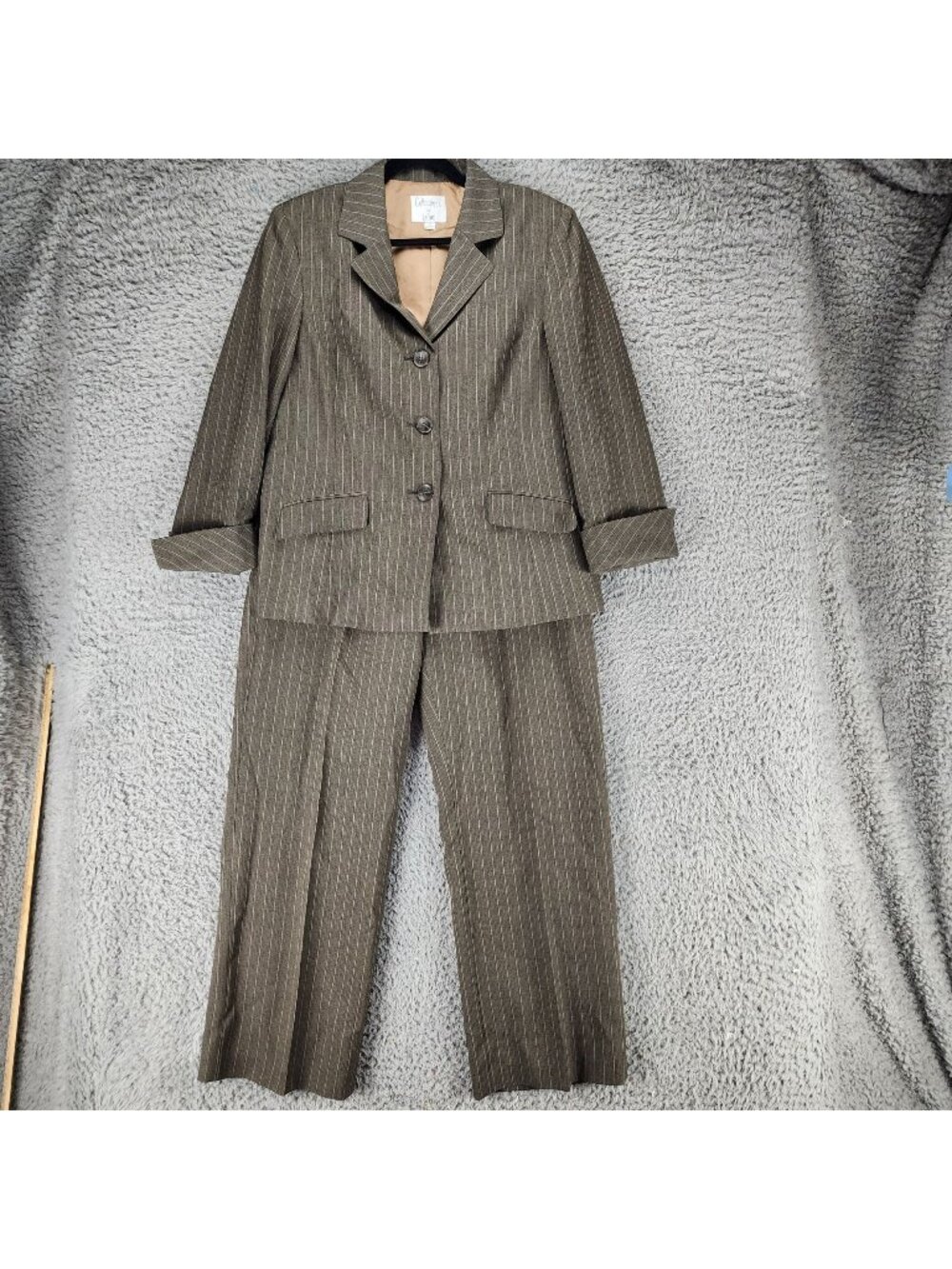 Le Suit 2 Piece Suit Womens 16 14 Brown Blazer Jacket Pants